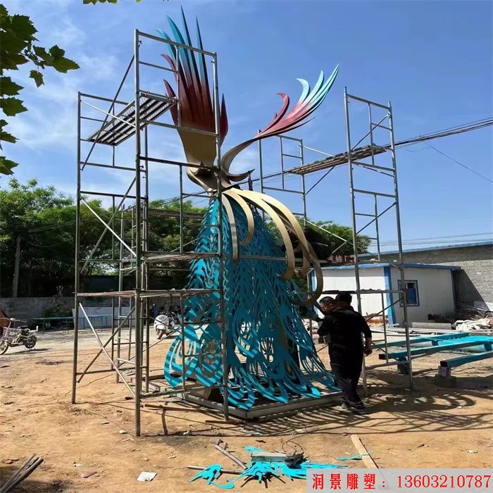 不銹鋼鳳凰雕塑 創(chuàng)意造型鳳凰 藝術鳳凰 (1)
