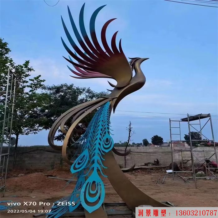 不銹鋼鳳凰雕塑 創(chuàng)意造型鳳凰 藝術鳳凰 (4)